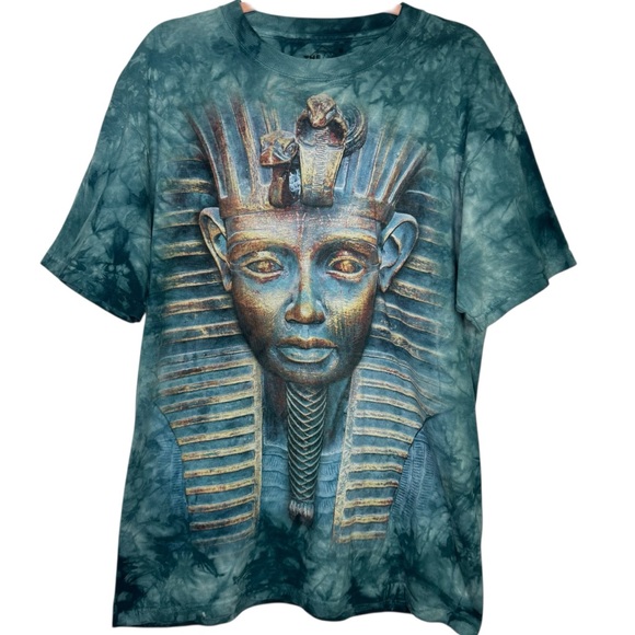 The Mountain Teal Graphic Egypt Tee Cotton size M King Tut Pharaoh Snake Tie Dye - Picture 8 of 8